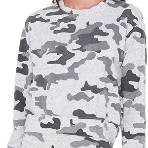 Sundry Heather Grey & Black Camo Crop Sweatshirt